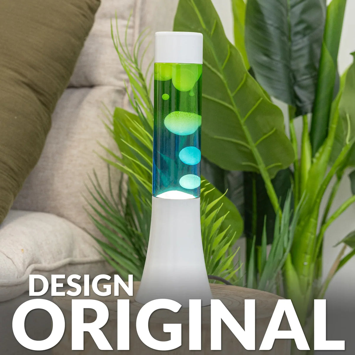 Fisura Design Lavalamp met Blauwe & Groene Lava - Zilver met een origineel design