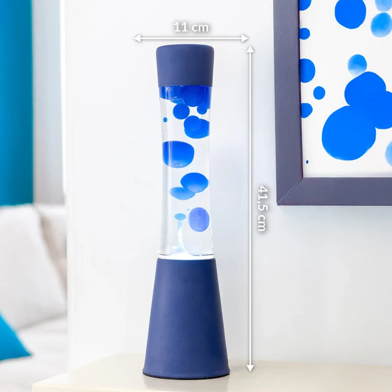 Fisura Grote Design Lavalamp met Blauwe Lava - Blauw met afmetingen
