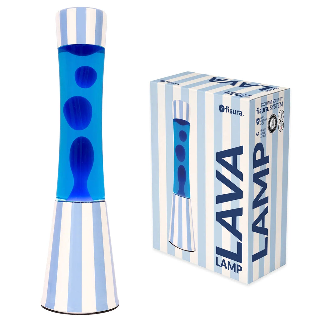 Fisura Grote Design Lavalamp met Blauwe Lava - Streepjes in de verpakking