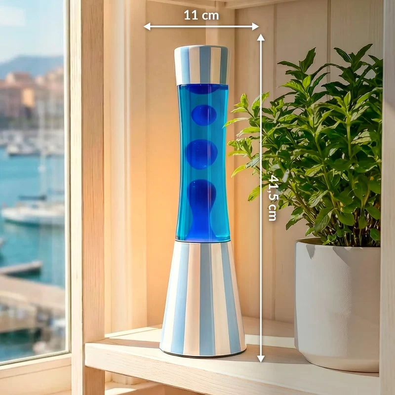 Fisura Grote Design Lavalamp met Blauwe Lava - Streepjes met exacte afmetingen